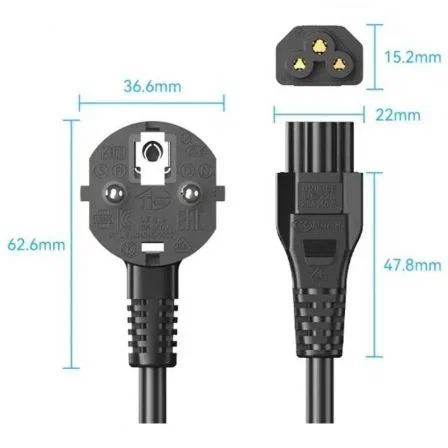 Vention Cable de alimentación ZCKBAC IEC C5 hembra a CEE7 macho 1,8m negro Vention Cable de alimentación ZCKBAC IEC C5 hembra a CEE7 macho 1,8m negro